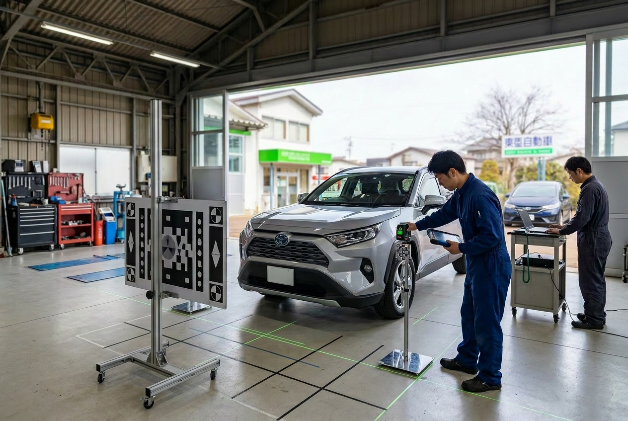 先進安全装備の校正 エーミング作業